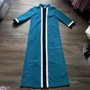 Vintage Floor Length Vanity Fair Teal Nightgown Robe Size S